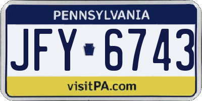 PA license plate JFY6743