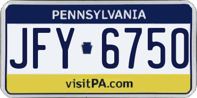 PA license plate JFY6750