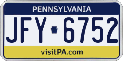PA license plate JFY6752