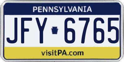 PA license plate JFY6765