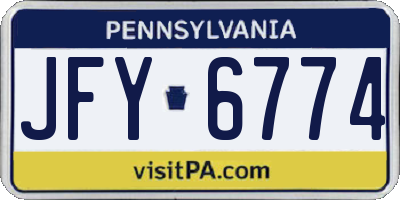 PA license plate JFY6774