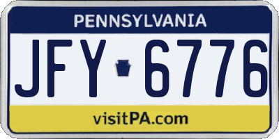 PA license plate JFY6776