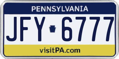 PA license plate JFY6777