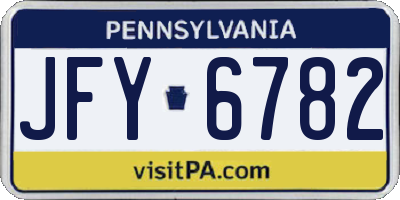PA license plate JFY6782