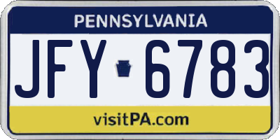 PA license plate JFY6783