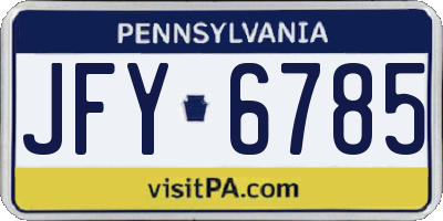 PA license plate JFY6785