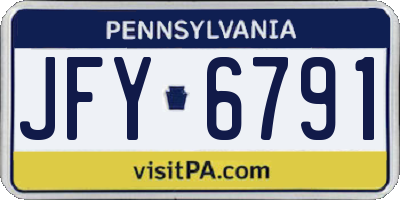 PA license plate JFY6791