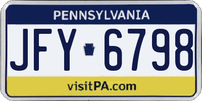 PA license plate JFY6798