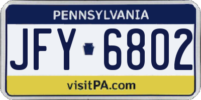 PA license plate JFY6802