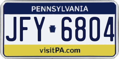 PA license plate JFY6804
