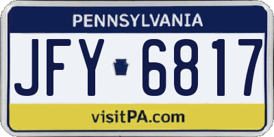 PA license plate JFY6817