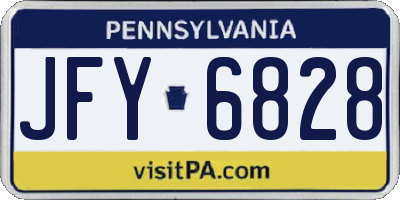 PA license plate JFY6828