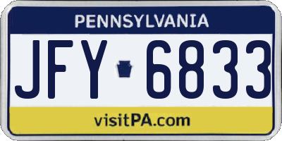 PA license plate JFY6833
