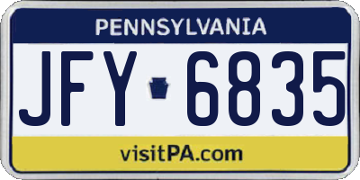 PA license plate JFY6835
