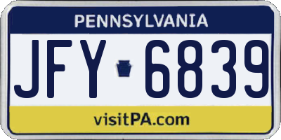 PA license plate JFY6839