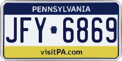 PA license plate JFY6869