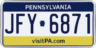 PA license plate JFY6871