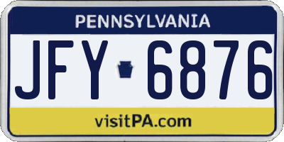 PA license plate JFY6876