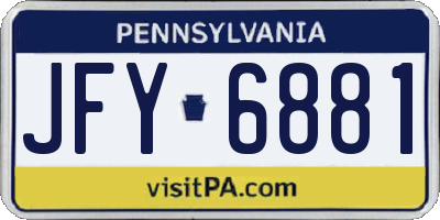 PA license plate JFY6881
