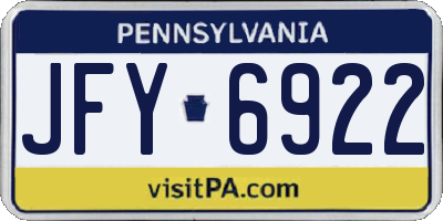 PA license plate JFY6922