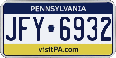 PA license plate JFY6932