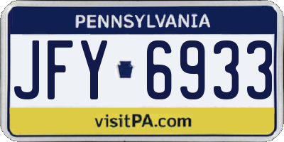 PA license plate JFY6933