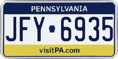 PA license plate JFY6935