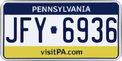 PA license plate JFY6936