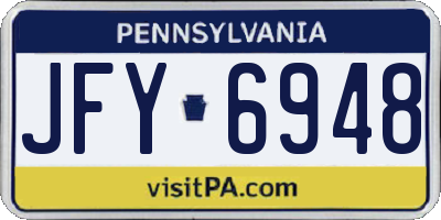 PA license plate JFY6948