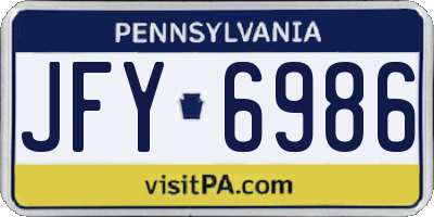 PA license plate JFY6986