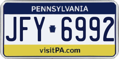 PA license plate JFY6992