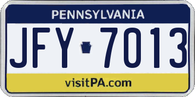 PA license plate JFY7013