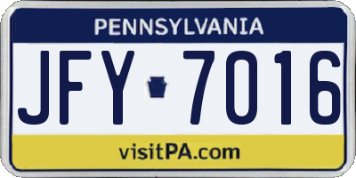 PA license plate JFY7016