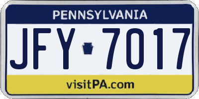 PA license plate JFY7017
