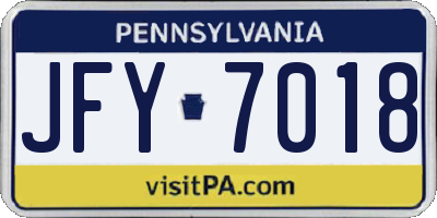 PA license plate JFY7018