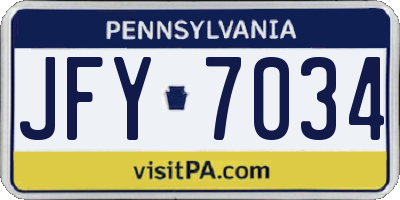 PA license plate JFY7034