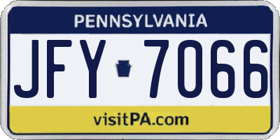 PA license plate JFY7066