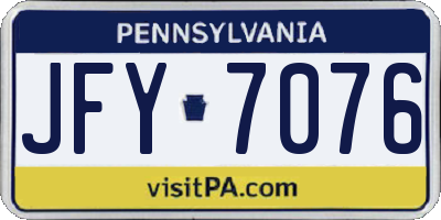 PA license plate JFY7076