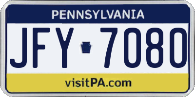 PA license plate JFY7080