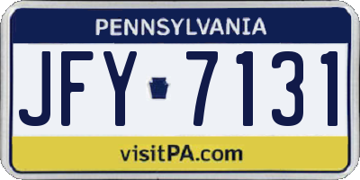PA license plate JFY7131