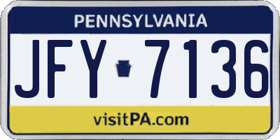 PA license plate JFY7136