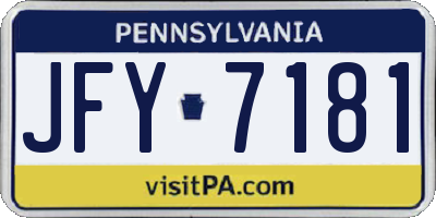 PA license plate JFY7181