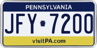 PA license plate JFY7200