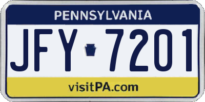 PA license plate JFY7201