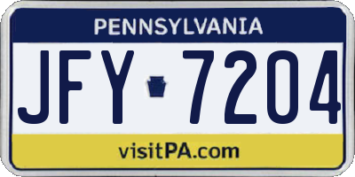 PA license plate JFY7204