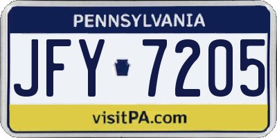 PA license plate JFY7205