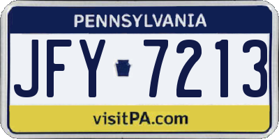 PA license plate JFY7213