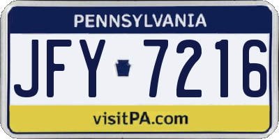 PA license plate JFY7216