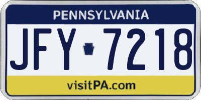 PA license plate JFY7218