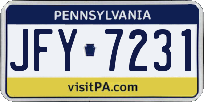 PA license plate JFY7231